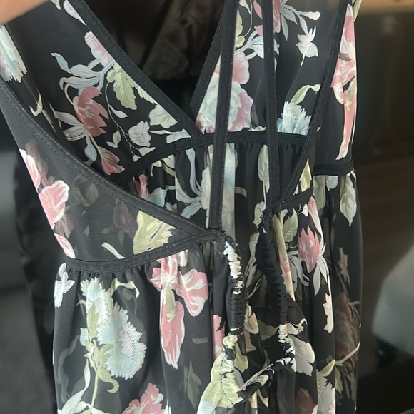 Linda Montreal Sheer Floral Mesh Boudoir Slip Strappy Back Y2K Maxi Nightgown - Picture 11 of 13